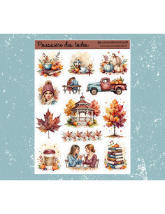 Réf 111 Feuille d’autocollants, Stickers pour Bullet Journal automne
