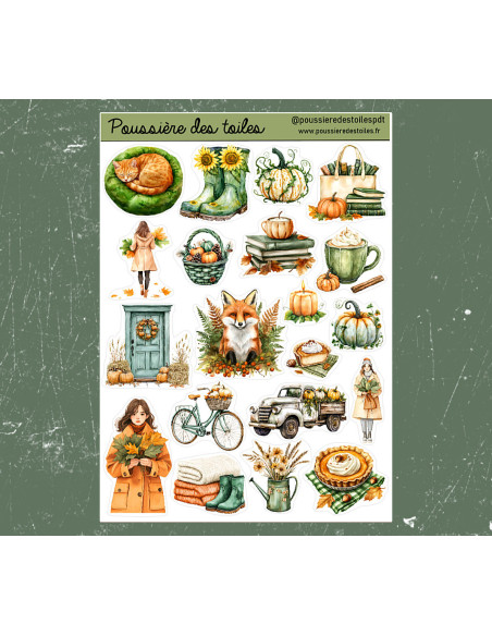 Réf 112 Feuille d’autocollants, Stickers pour Bullet Journal automne