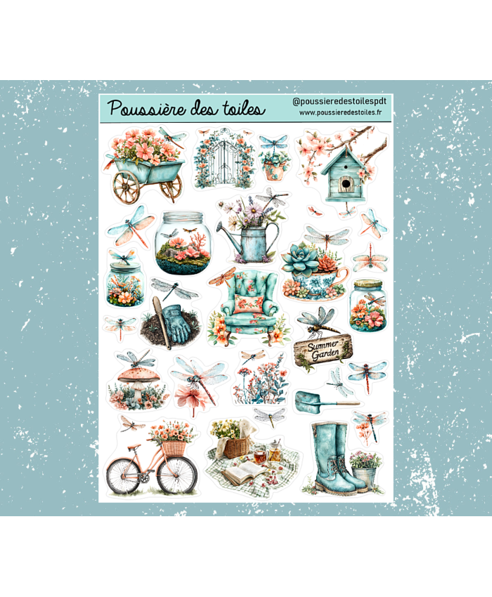 Réf 106 Feuille d’autocollants, Stickers pour Bullet Journal libellule