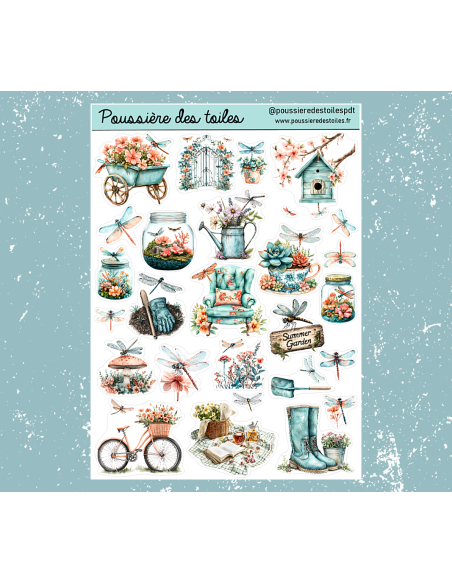 Réf 106 Feuille d’autocollants, Stickers pour Bullet Journal libellule