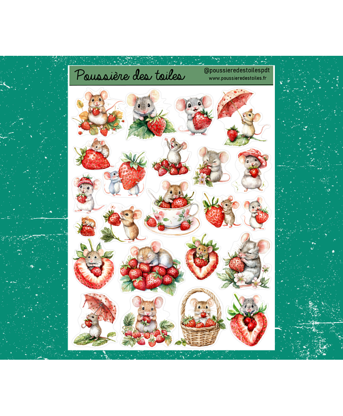 Réf 105 Feuille d’autocollants, Stickers pour Bullet Journal souris