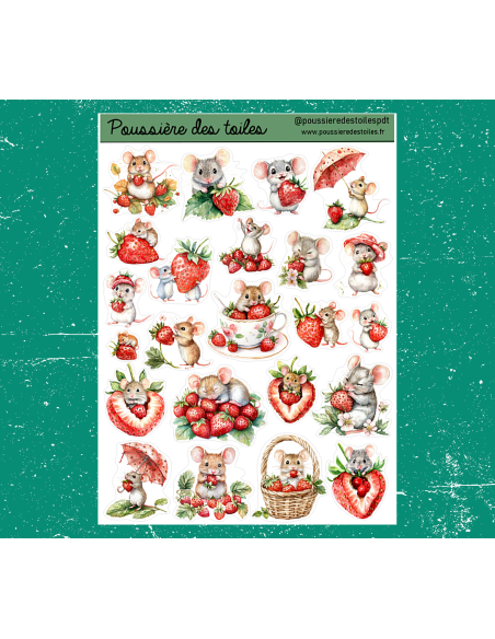 Réf 105 Feuille d’autocollants, Stickers pour Bullet Journal souris