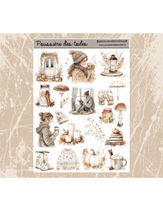 Réf 139 Feuille d’autocollants, Stickers pour Bullet Journal automne