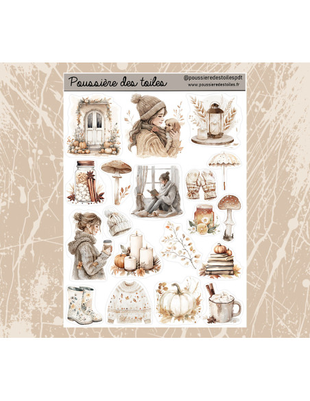 Réf 139 Feuille d’autocollants, Stickers pour Bullet Journal automne