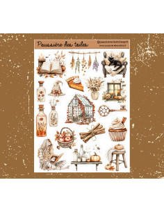 Réf 140 Feuille d’autocollants, Stickers pour Bullet Journal automne