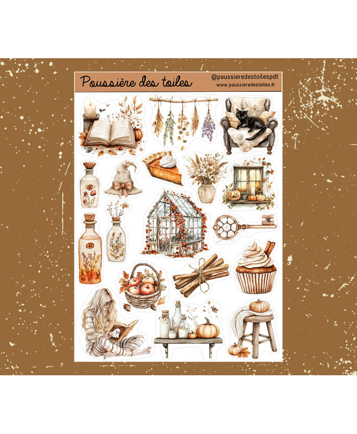 Réf 140 Feuille d’autocollants, Stickers pour Bullet Journal automne