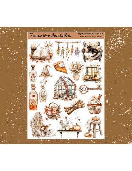 Réf 140 Feuille d’autocollants, Stickers pour Bullet Journal automne