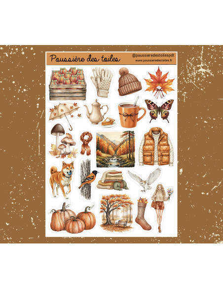 Réf 150 Feuille d’autocollants, Stickers pour Bullet Journal automne