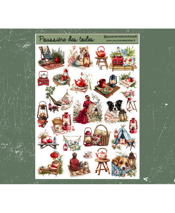 Réf 114 Feuille d’autocollants, Stickers pour Bullet Journal pique nique