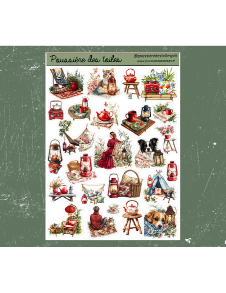 Réf 114 Feuille d’autocollants, Stickers pour Bullet Journal pique nique