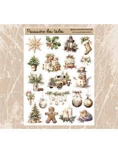 Réf 174 Feuille d’autocollants, Stickers pour Bullet Journal noel