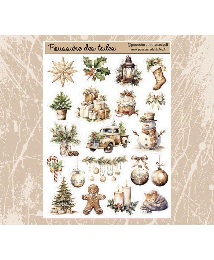 Réf 174 Feuille d’autocollants, Stickers pour Bullet Journal noel