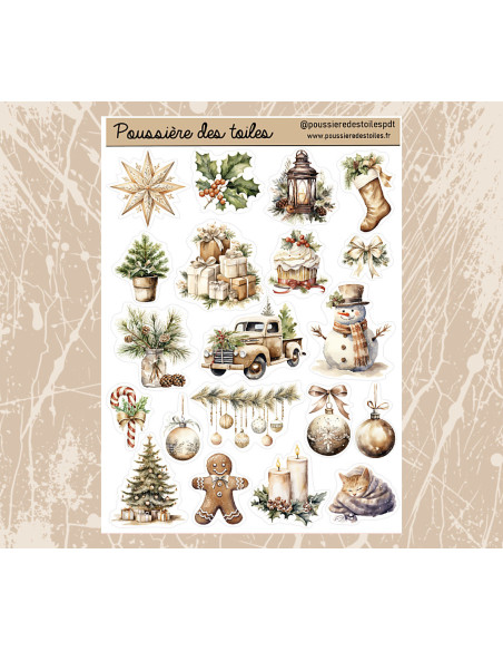 Réf 174 Feuille d’autocollants, Stickers pour Bullet Journal noel