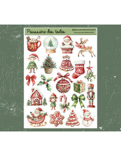 Réf 173 Feuille d’autocollants, Stickers pour Bullet Journal noel