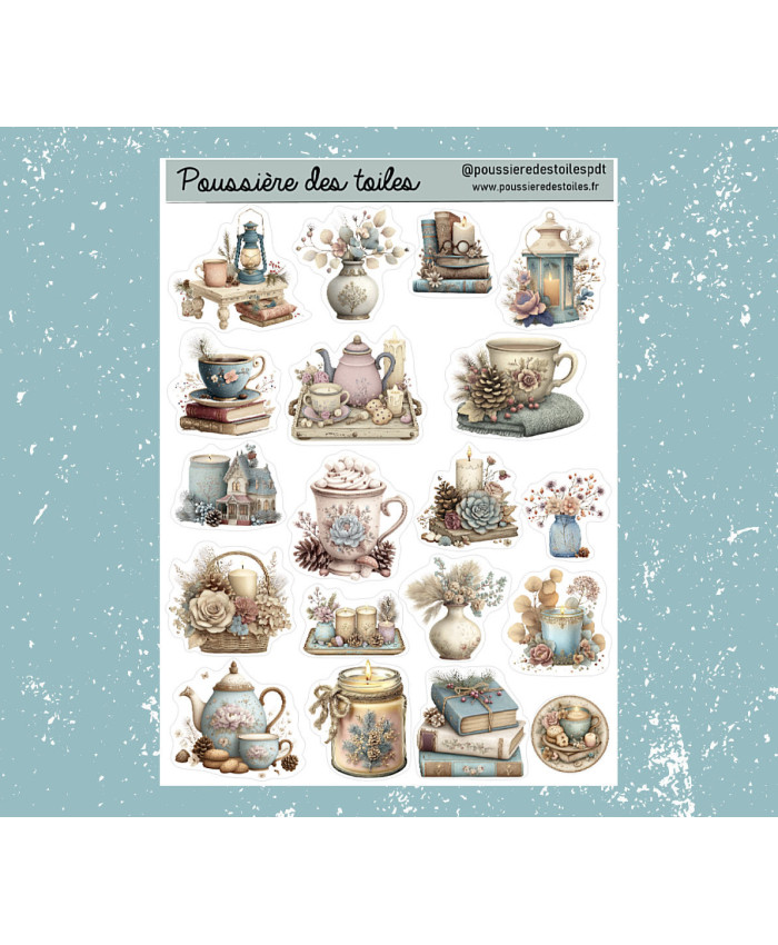 Réf 177 Feuille d’autocollants, Stickers pour Bullet Journal vintage