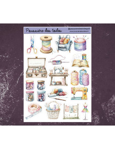 Réf 178 Feuille d’autocollants, Stickers pour Bullet Journal broderie