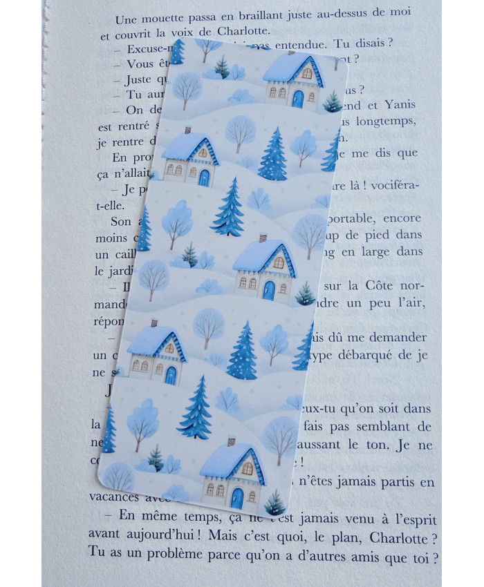 Marque-page maison neige