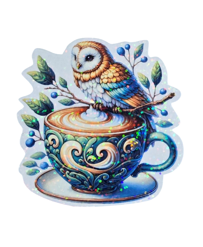 Stickers holographique Chouette tasse