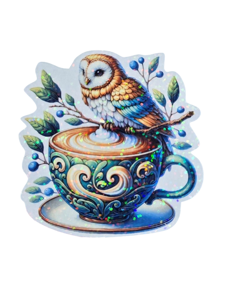 Stickers holographique Chouette tasse