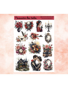 Réf 181 Feuille d’autocollants, Stickers pour Bullet Journal valentine