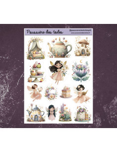 Réf 183 Feuille d’autocollants, Stickers pour Bullet Journal féerique
