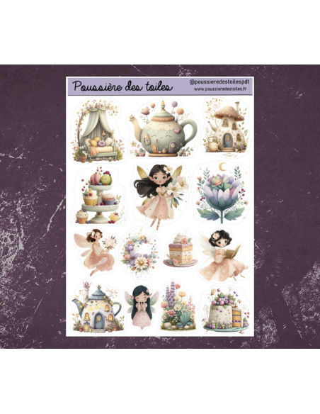 Réf 183 Feuille d’autocollants, Stickers pour Bullet Journal féerique