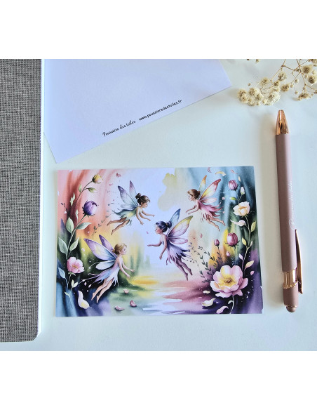 Carte postale fées postcrossing scrapbooking correspondance écriture