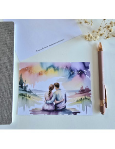 Carte postale couple postcrossing scrapbooking correspondance écriture