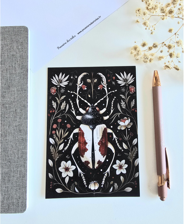 Carte postale scarabée postcrossing scrapbooking correspondance écriture