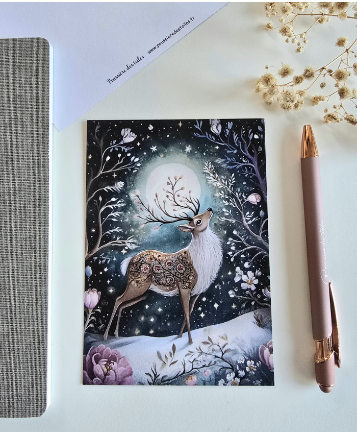 Carte postale cerf postcrossing scrapbooking correspondance écriture