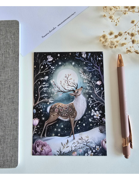 Carte postale cerf postcrossing scrapbooking correspondance écriture