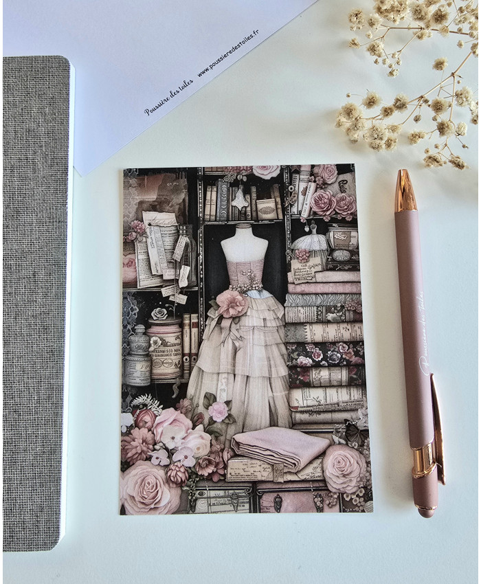 Carte postale couture postcrossing scrapbooking correspondance écriture