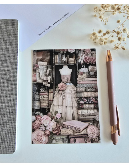 Carte postale couture postcrossing scrapbooking correspondance écriture