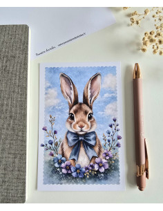 Réf 015 Carte postale lapin postcrossing scrapbooking correspondance écriture