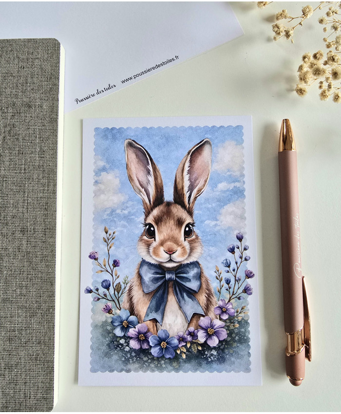 Réf 015 Carte postale lapin postcrossing scrapbooking correspondance écriture