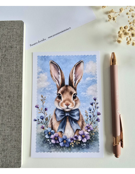 Réf 015 Carte postale lapin postcrossing scrapbooking correspondance écriture
