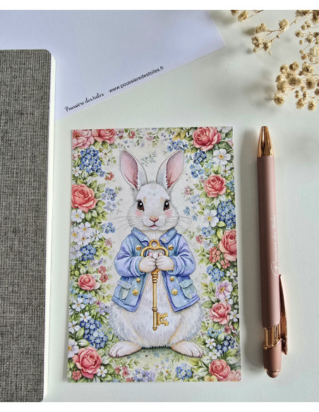 Réf 016 Carte postale Alice lapin postcrossing scrapbooking correspondance écriture