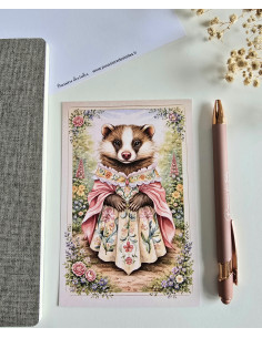 Réf 018 Carte postale Blaireau postcrossing scrapbooking correspondance écriture