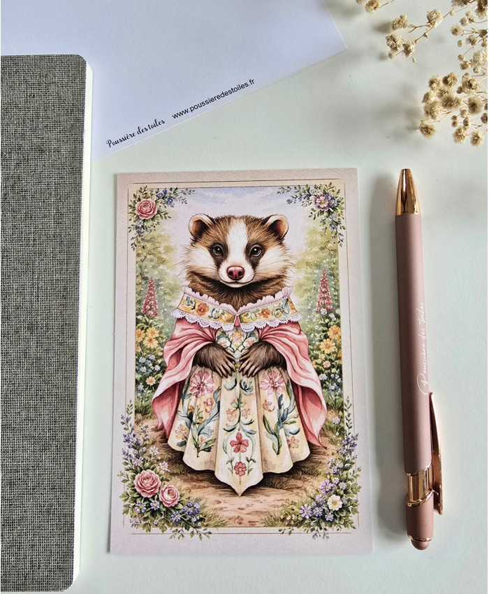 Réf 018 Carte postale Blaireau postcrossing scrapbooking correspondance écriture