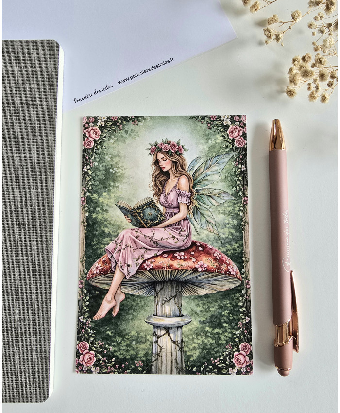 Réf 20 Carte postale Fée champignon postcrossing scrapbooking correspondance écriture