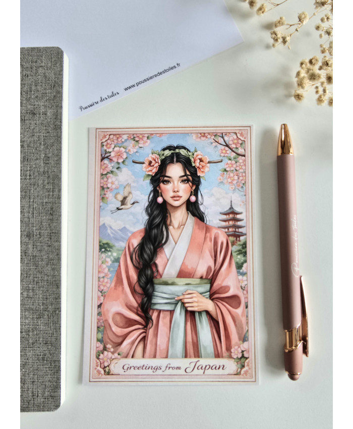 Réf 21 Carte postale Greeting japon postcrossing scrapbooking correspondance écriture