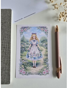 Réf 24 Carte postale Alice postcrossing scrapbooking correspondance écriture