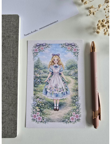 Réf 24 Carte postale Alice postcrossing scrapbooking correspondance écriture