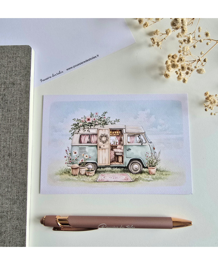 Réf 25 Carte postale Van postcrossing scrapbooking correspondance écriture