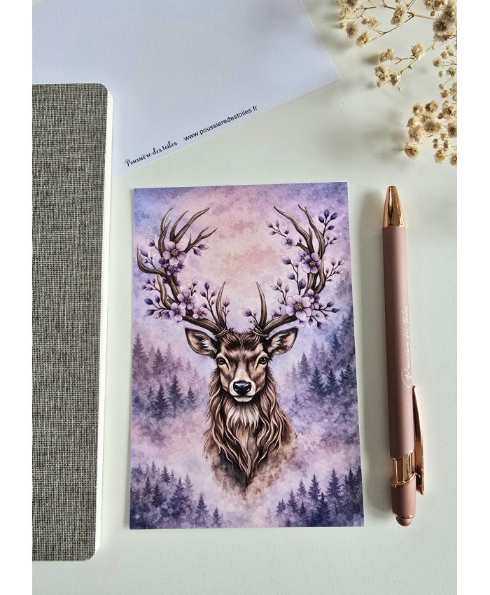 Réf 27 Carte postale Cerf postcrossing scrapbooking correspondance écriture