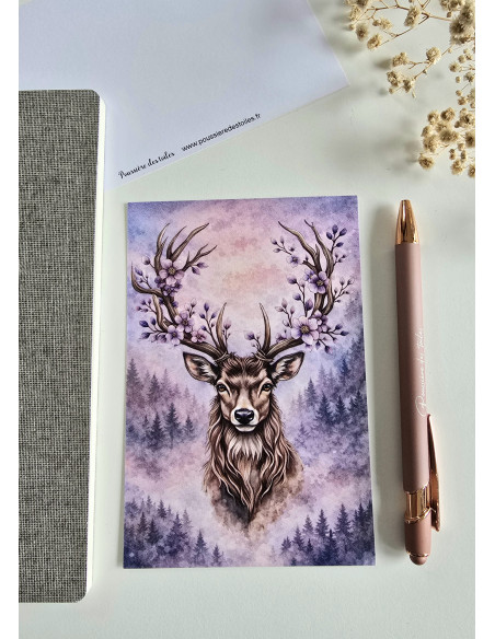 Réf 27 Carte postale Cerf postcrossing scrapbooking correspondance écriture