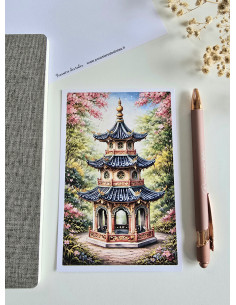 Réf 28 Carte postale Temple postcrossing scrapbooking correspondance écriture