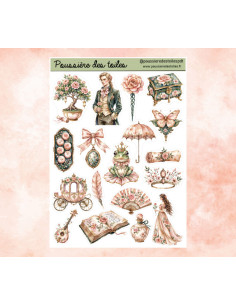 Réf 184 Feuille d’autocollants, Stickers pour Bullet Journal vintage