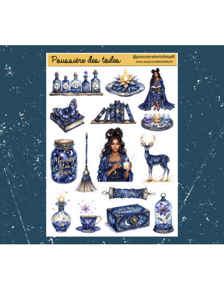 Réf 185 Feuille d’autocollants, Stickers pour Bullet Journal magie