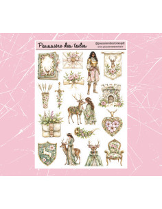 Réf 186 Feuille d’autocollants, Stickers pour Bullet Journal fôret